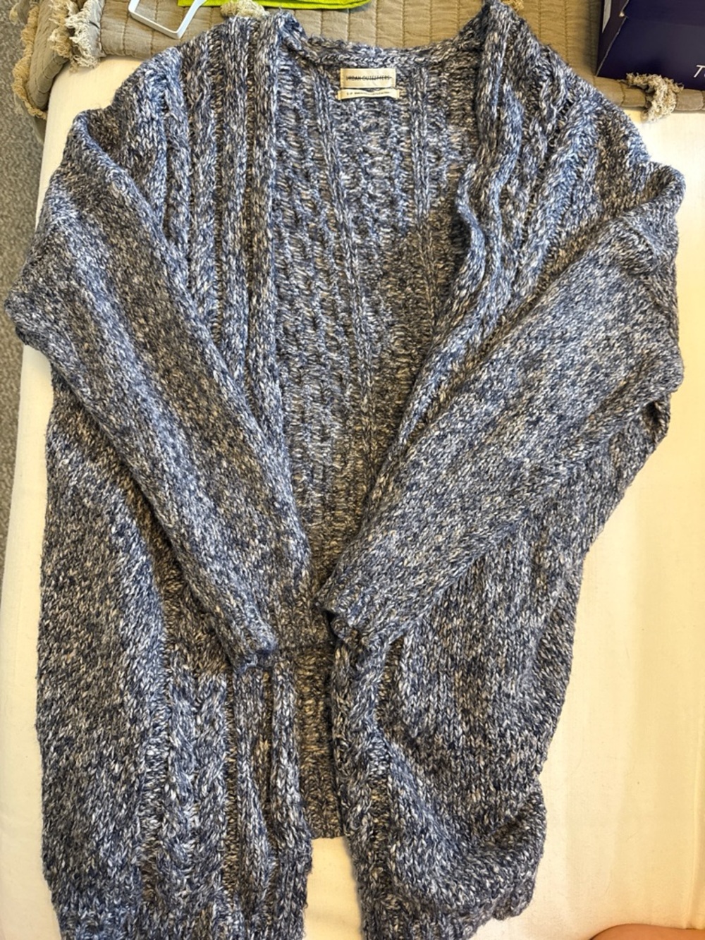 Urban Outfitters Gray Marled Open-Front Chunky Cardigan